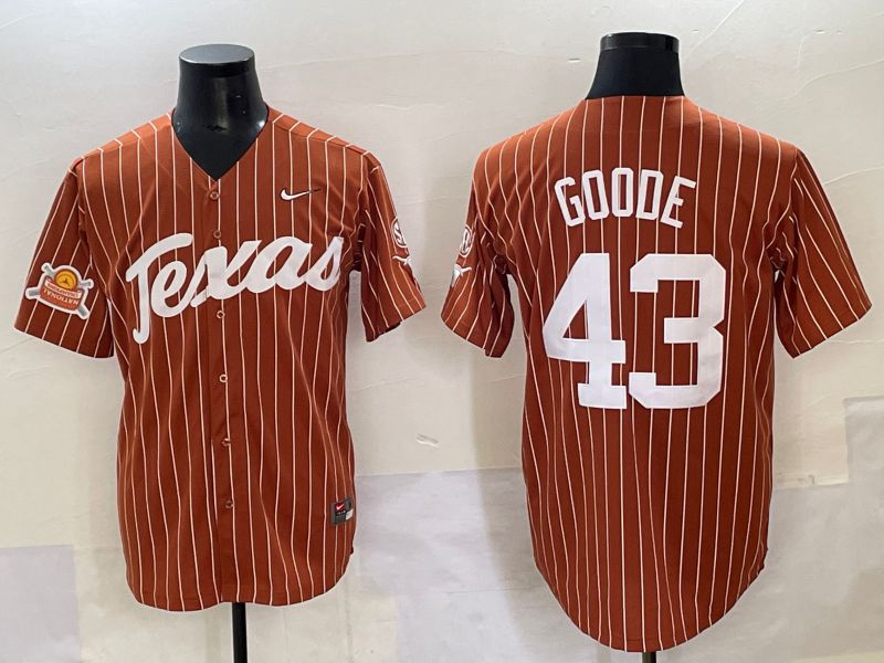 Men 2025 Texas Longhorns #43 Goode Brown stripe Joint Name Nike NCAA Jersey style 17